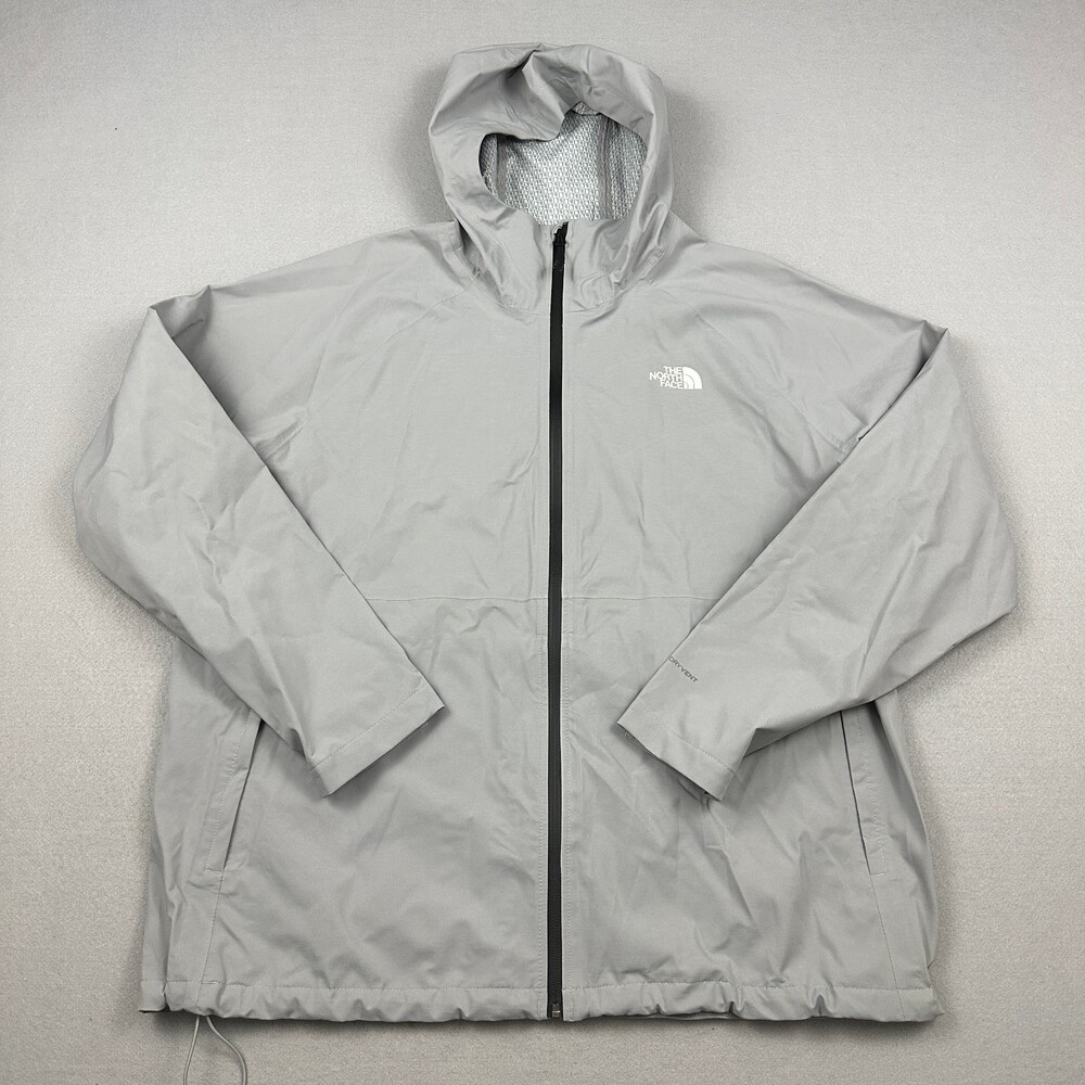The North Face Jacket Men 2XL Gray DryVent Hood Rain Full Zip Waterproof XXL